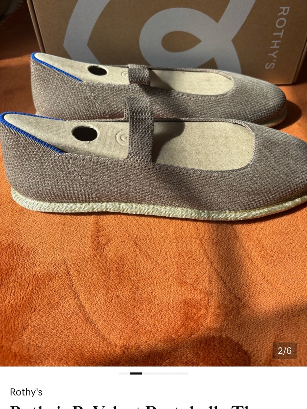 Rothy's Kids Brown Mary Jane Flats with Blue Trim